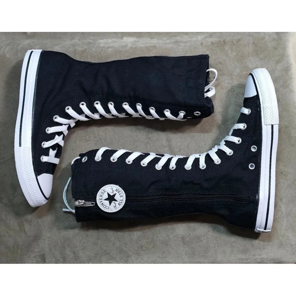 Converse Chuck Taylor All Star XX-Hi Black Canvas Knee High Youth Boots Size 1